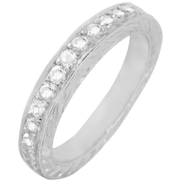 Jewelry - Platinum 0.32ctw Diamond Wedding Band Size 4.25